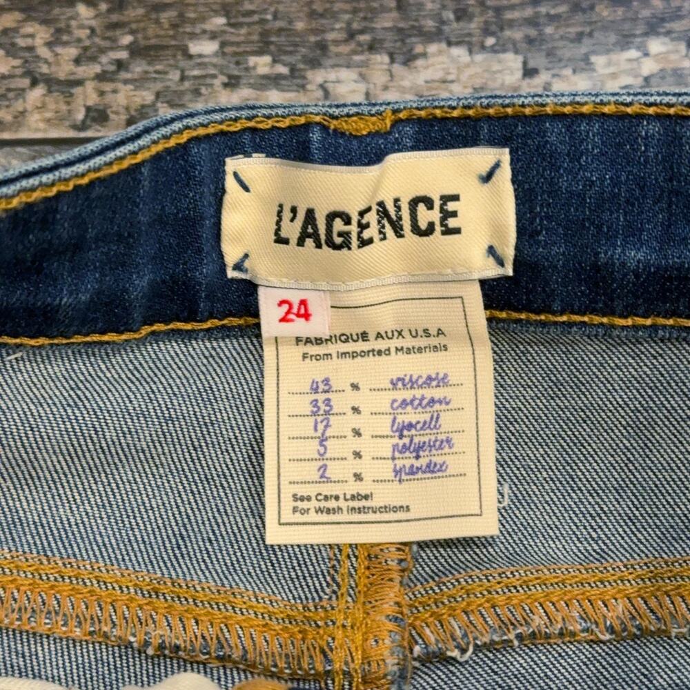 L'Agence Margot Skinny High Rise Jeans Women 24 Blue Side Stripe Denim Pants NWT - Picture 4 of 11